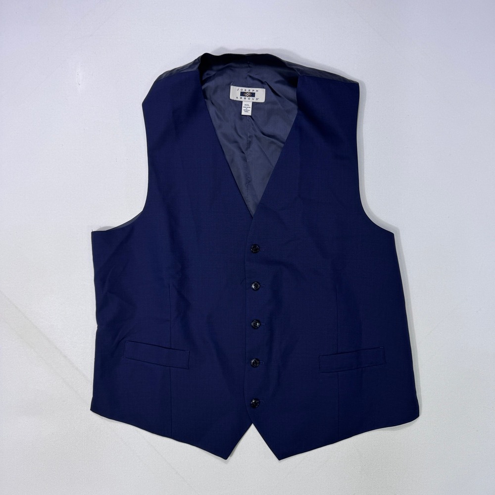 Joseph Abboud Men XXL Navy Blue Wool Suit Vest Marzotto Super 100 Formal Wedding